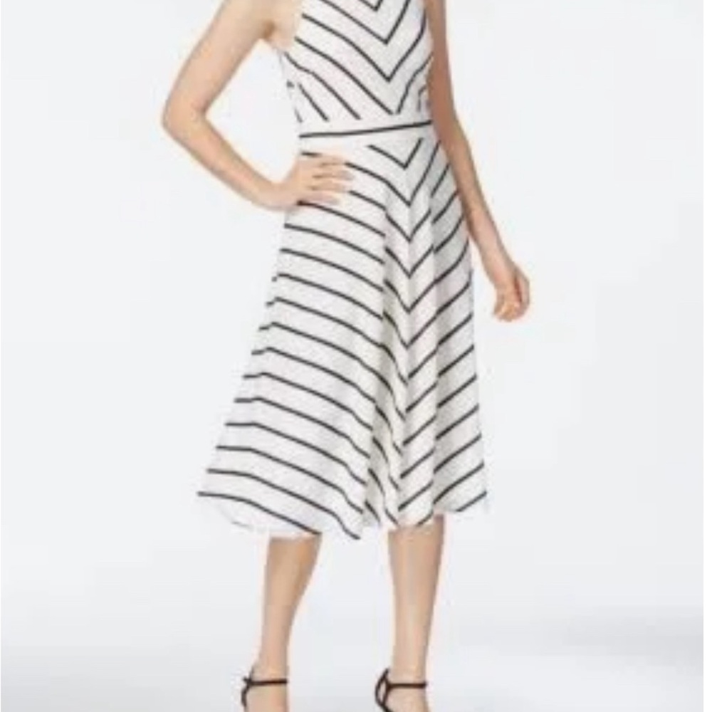 Jessica Howard Women's Flirty Bow-Back Striped Fit & Flare Dress
